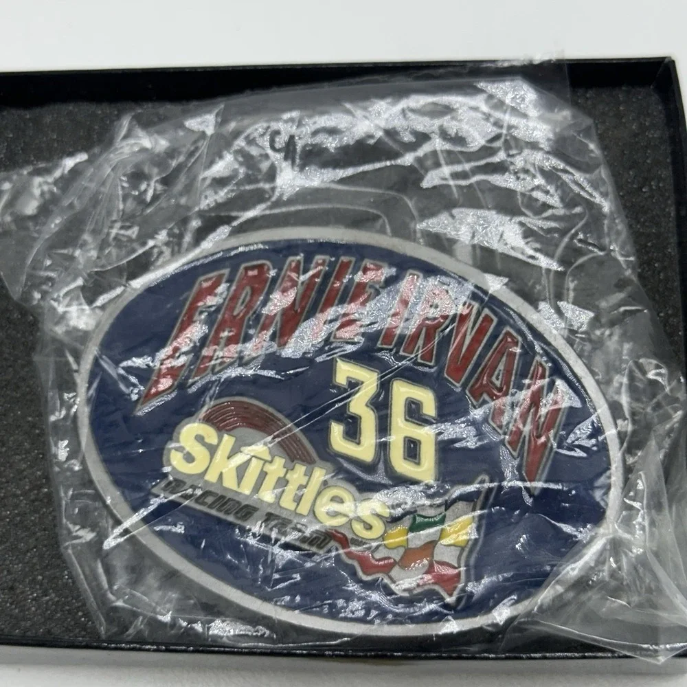 VTG‎ 1998 Ernie Irvan 36 Skittles NASCAR Belt Buckle NOS New In Box Pewter Resin